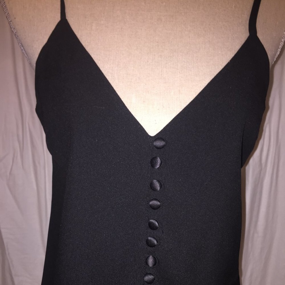 NWT ASOS Black Satin Trimmed Asymmetrical Cami Top